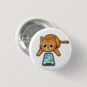 Cat Playing Fish Game Button (Voorkant /achterkant)