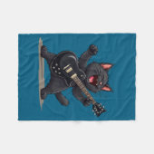 Cat Playing Guitar Rock And Roll Rock Star Funny  Fleece Deken (Voorkant (Horizontaal))