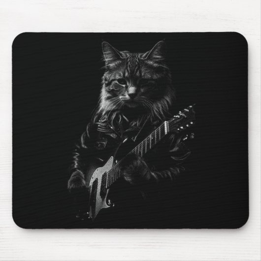 Cat Playing Guitar Rock Star Rock And Roll Men Wom Muismat (Voorkant)