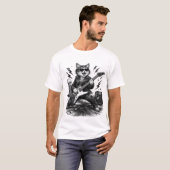 Cat Playing Guitar T-Shirt Funny Music Lover Tee (Devant entier)