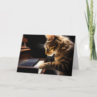 CAT PLAYING PIANO BIRTHDAY FRIEND GREETING CARD BEDANKKAART