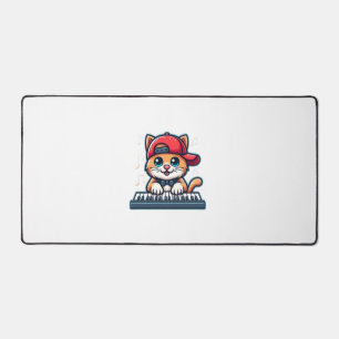 Cat Playing Piano Design voor Muziek en Kattenlief Bureaumat