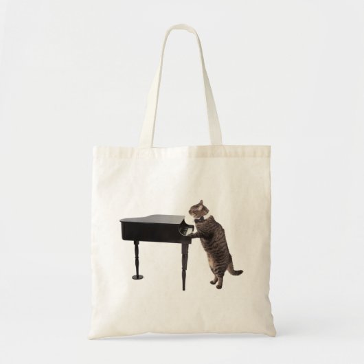 Cat Playing Piano Tote Bag (Voorkant)