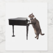 Cat Playing Piano Wijn Etiket (Enkel label)