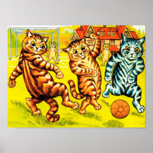 Cat Plays Football, Louis Wain Poster