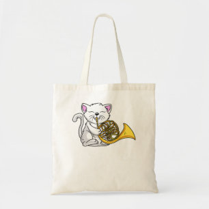 Cat Plays French Horn Funny Music Gift2 Tote Bag