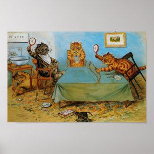 Cat Plays Table tennis, Louis Wain Poster