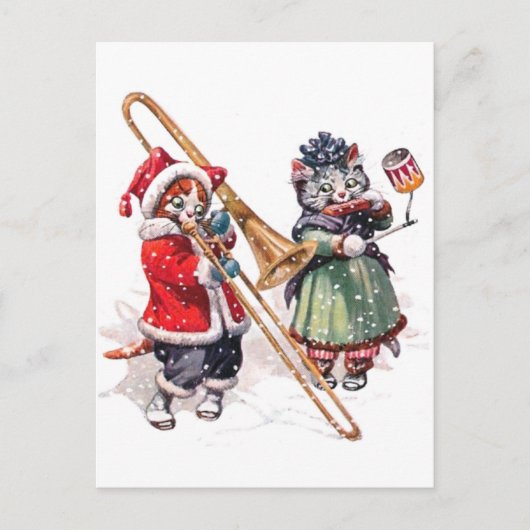 Cat Plays Trombone in the Snow Briefkaart (Voorkant)