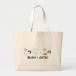 Cat plus Sushi is gelijk aan Cuteness! Grote Tote Bag