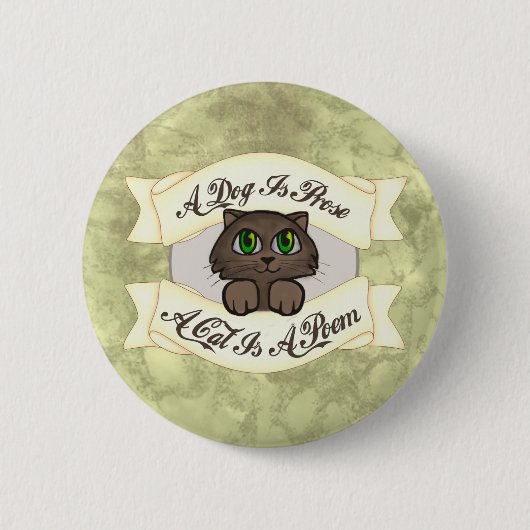 Cat Poem Ronde Button 5,7 Cm (Voorkant)