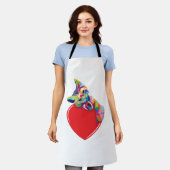 Cat Pop Art Style Kitty On A Heart Schort (Gedragen)