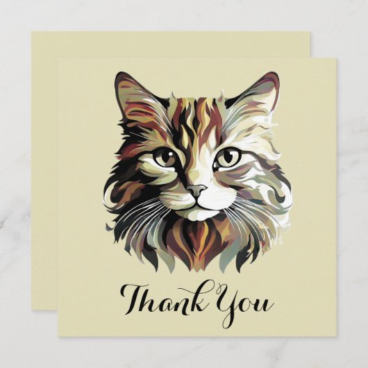 Cat Portrait Art Design Carte de remerciements (Devant / Derrière)