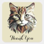 Cat Portret Art Design Dank u Vierkante Sticker (Voorkant)