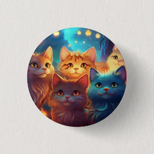 Cat Posse Ronde Button 3,2 Cm (Voorkant)