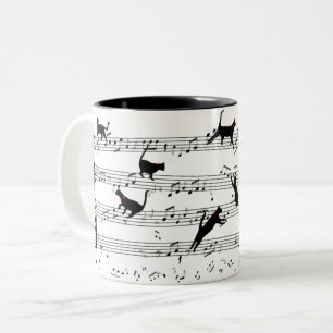 Cat Pplay Note Music, Cat Music, Black Cat Cat Cft Tweekleurige Koffiemok