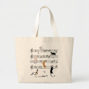 Cat PplayNote Music, Naughty Cat Gift, Cute Cat Grote Tote Bag