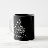 Cat PplayYarn Tweekleurige Koffiemok (Voorkant links)