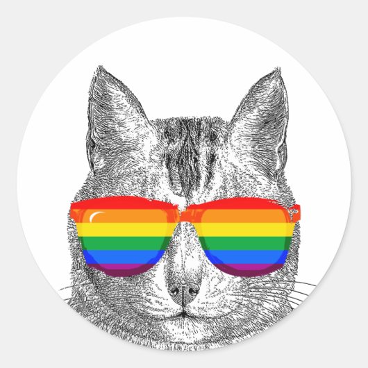 Cat Pride zonnebril Ronde Sticker (Voorkant)
