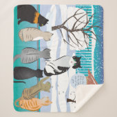 Cat Print Sherpa Blanket (Aqua) Deken (Voorkant)