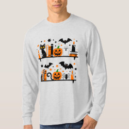 Cat Pumpkin Bat Spider Halloween Boek Kaars T-shirt