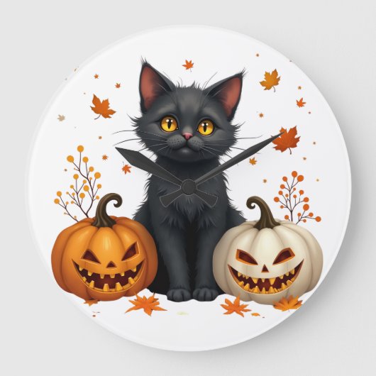 cat pumpkin grote klok (Voorkant)