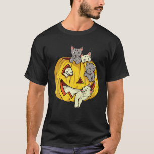 Cat Pumpkin Halloween Costume Jack O Lantern Cute T-shirt