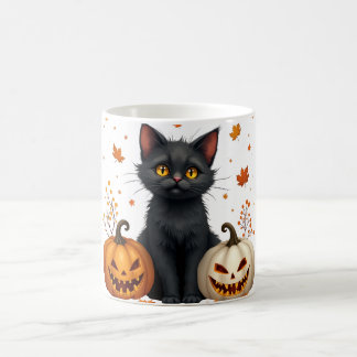 cat pumpkin magische mok
