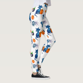 Cat Pumpkin Pattern White Halloween Leggings