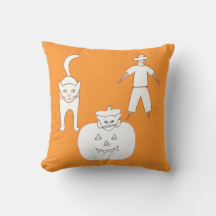 Cat Pumpkin Scarecrow Halloween Pillow Kussen