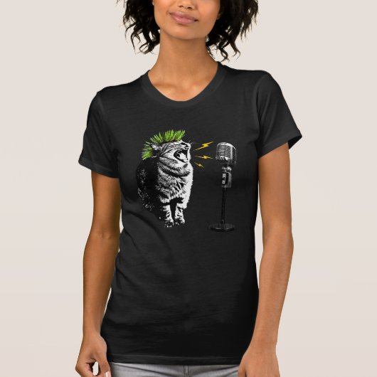 Cat Punk, Fun Graphic T-Shirt (Voorkant)