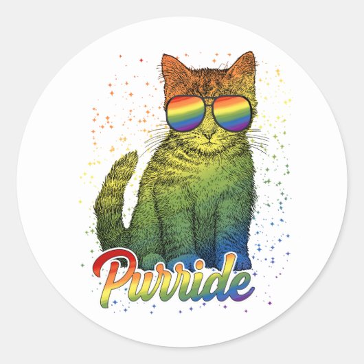Cat Purride LGBT Ronde Sticker (Voorkant)