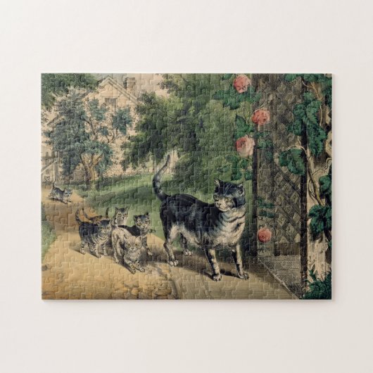 Cat Puzzle Currier & Ives Legpuzzel (Horizontaal)