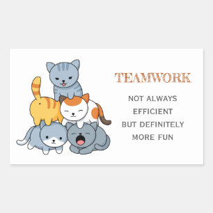 Cat Pyramid - Groep Katten, Teamwork Quote Rechthoekige Sticker