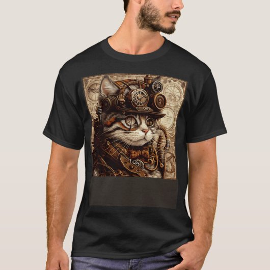 Cat Quilting Steampunk T-shirt (Voorkant)