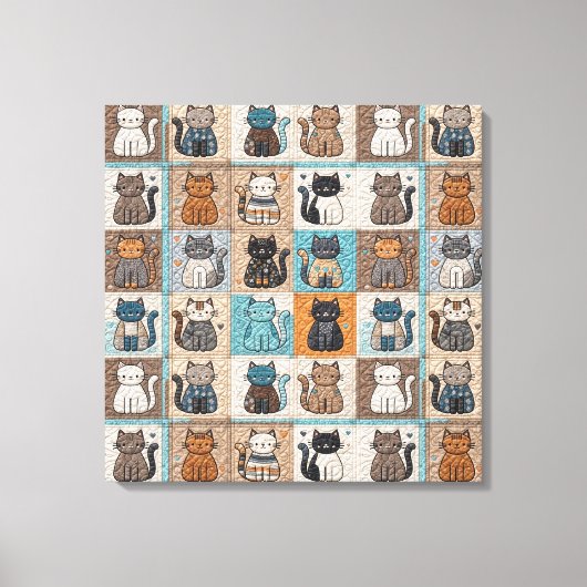 Cat quiltontwerp canvas afdruk (Voorkant)