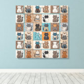 Cat quiltontwerp canvas afdruk (Insitu (Houten vloer))