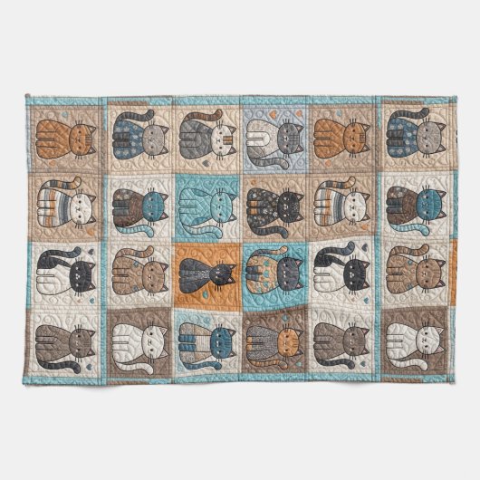 Cat quiltontwerp theedoek (Horizontaal)