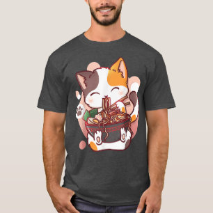 Cat Ramen Bowl Anime Japanse noedels Kawaii Neko T-shirt