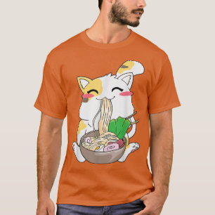 Cat Ramen Bowl Anime Japanse noedels Kawaii Neko T-shirt