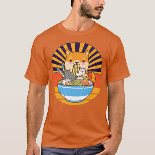 Cat Ramen Dog Shiba in Japanse Kawaii Cute Anime T-shirt