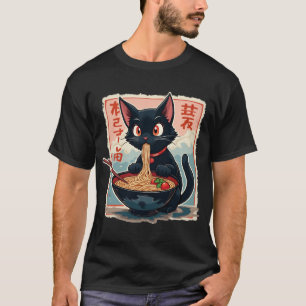 Cat Ramen Japanese Funny Graphic T - shirts Kawaii