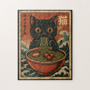 Cat Ramen Japanse Grappige Grafische Kawaii Kat An Legpuzzel