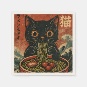 Cat Ramen Japanse Grappige Grafische Kawaii Kat An Servet
