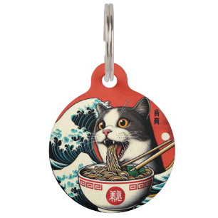 Cat Ramen Japanse kunst  stijl Huisdierpenning
