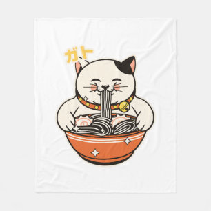 Cat Ramen Kawaii Design Fleece Deken