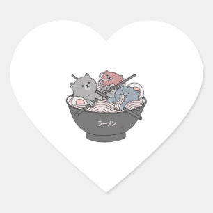 Cat Ramen Kawaii Hart Sticker