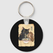 Cat Ramen Monkey Shirt Funny Cat Monkey Eating Ram Sleutelhanger (Voorkant)
