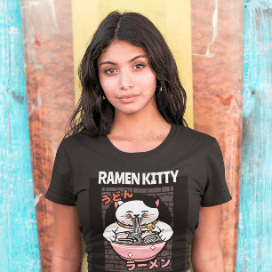 CAT RAMEN NOODLES SOUP KAT T-SHIRTS T - SHIRTS