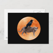 Cat Raven Moon Briefkaart (Voorkant / Achterkant)