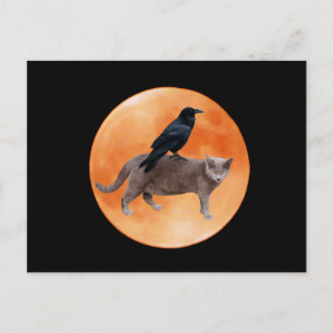 Cat Raven Moon Briefkaart
